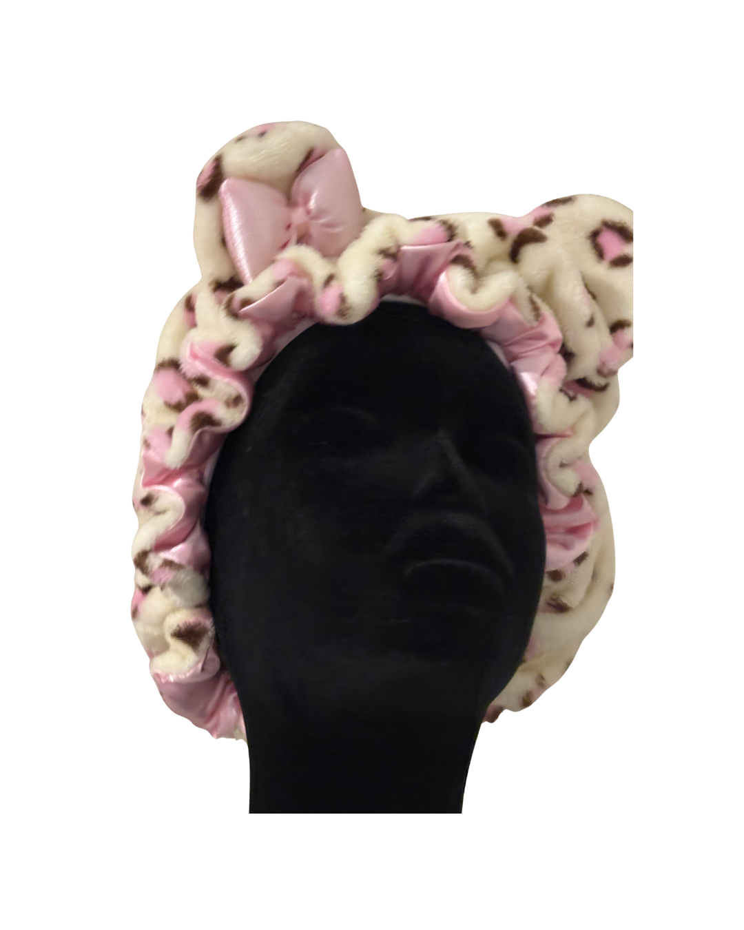 Double Layer Thickened Satin-lined Velvet Bonnets with Cute Bear Ears and Bow