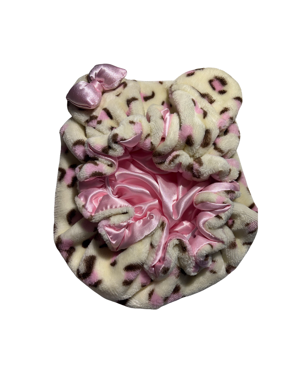 Double Layer Thickened Satin-lined Velvet Bonnets with Cute Bear Ears and Bow