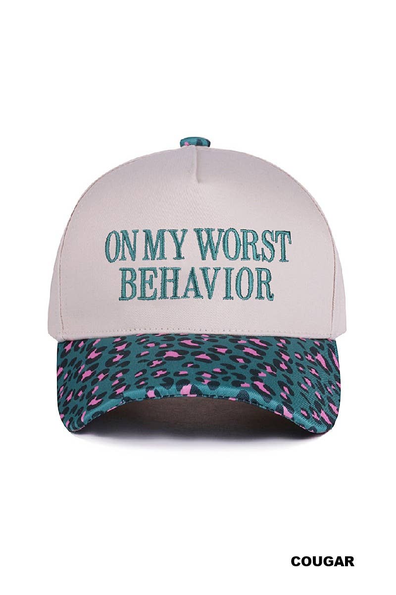 On My Worst Behavior Two Tone Canvas Cotton Cap